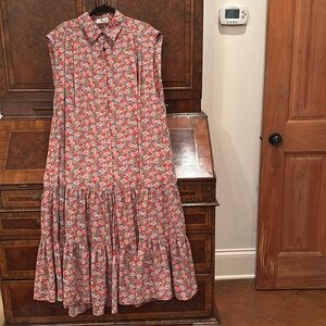 Natural Life Ditsy Floral Maxi Dress L/XL Tiered Boxy